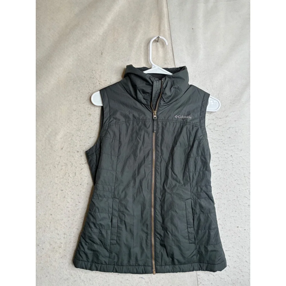Columbia Womens Small Black Quilted Insulated Fleece Lined Full Zip Vest 7771